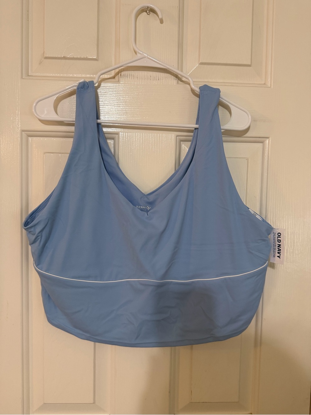 Old Navy Light Blue Piped V-Neck Sports Bra Tank
